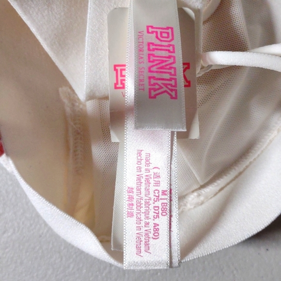 New Victoria's Secret Pink Medium white lace caged back bralette - Picture 8 of 11